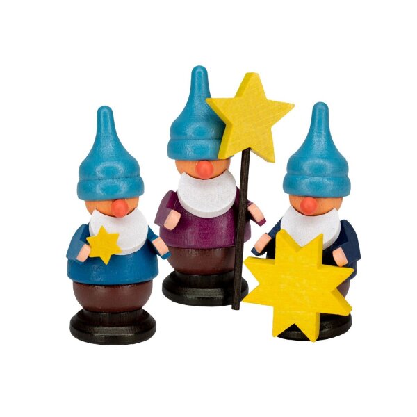 Spielwarenmacher Günther - Komplettsatz Zwerge mit Stern (3) 6 cm