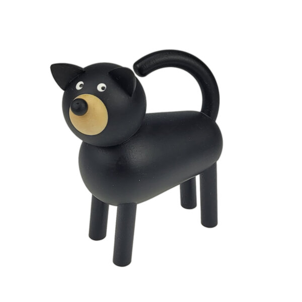 Drechslerei Martin - Hund Max, schwarz natur, 8,5 cm