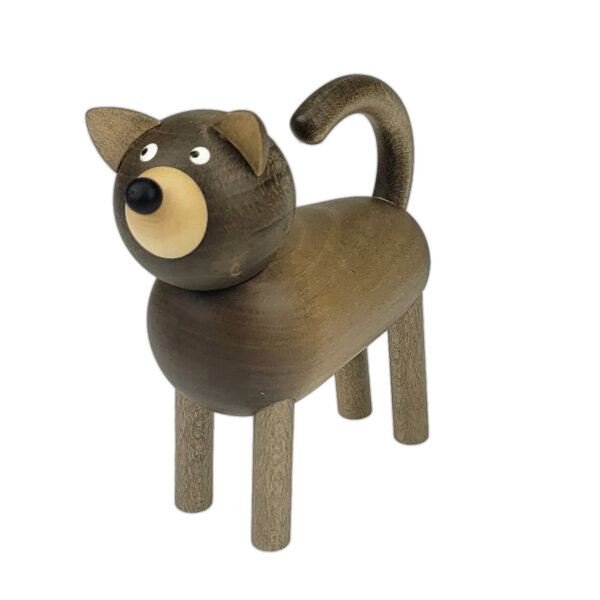 Drechslerei Martin - Hund Willi, grau natur, 8,5 cm