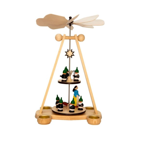 Spielwarenmacher Günther - Pyramide Schneewittchen mit Zwerge zweistöckig (Teelicht) 40 cm