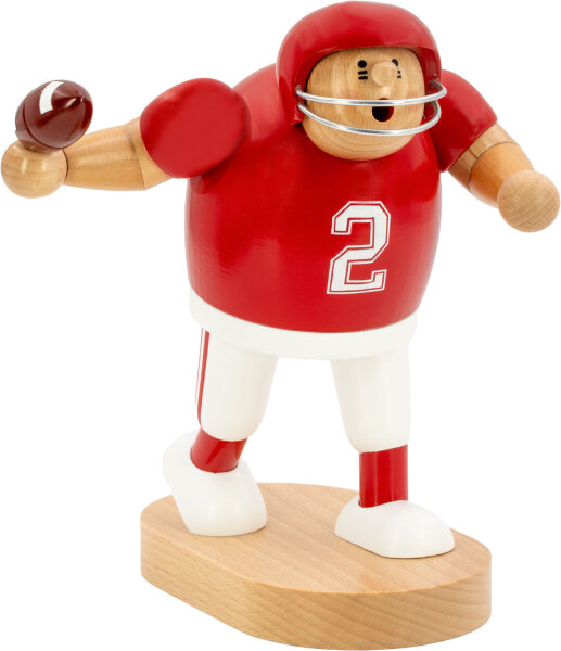 KWO - Räuchermann Footballspieler, rot 20 cm
