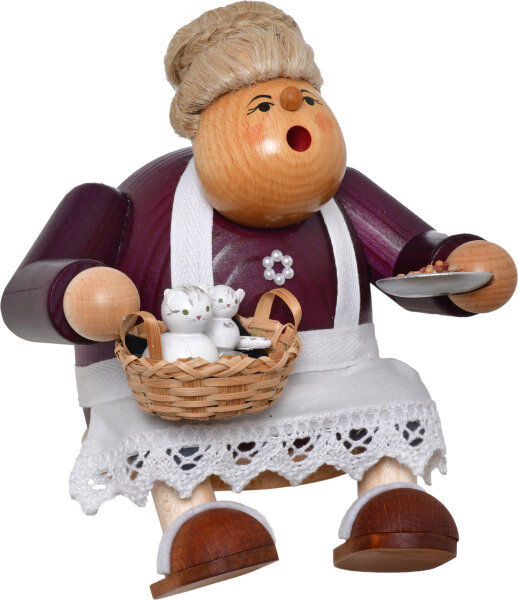 KWO - Räuchermann Kantenhocker Katzenoma, 15 cm