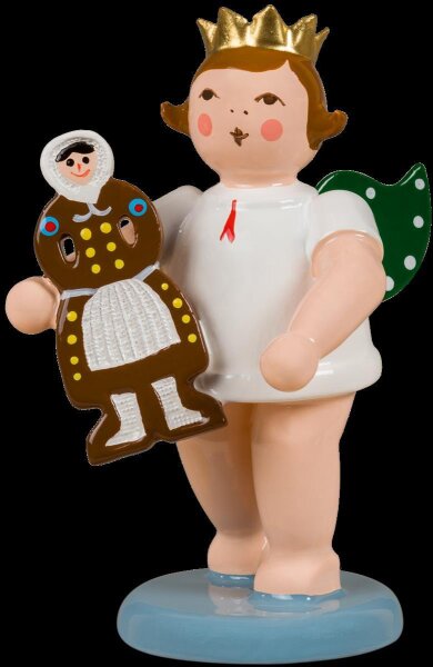 Ellmann - Engel mit Olbernhauer Marktfigur - Pfefferkuchenfrau, mit Krone