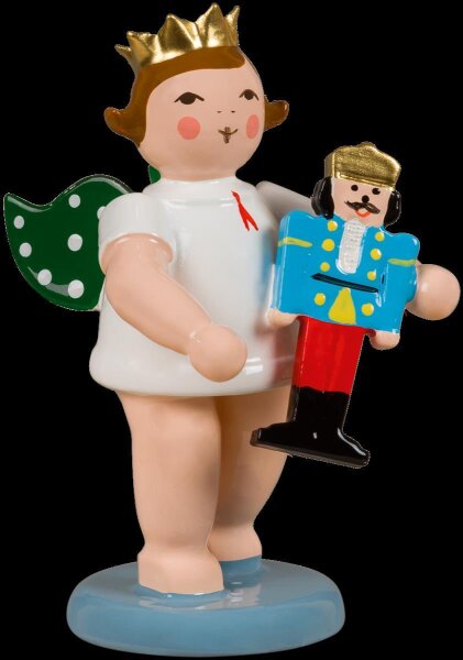 Ellmann - Engel mit Olbernhauer Marktfigur - Nussknacker, ohne Krone