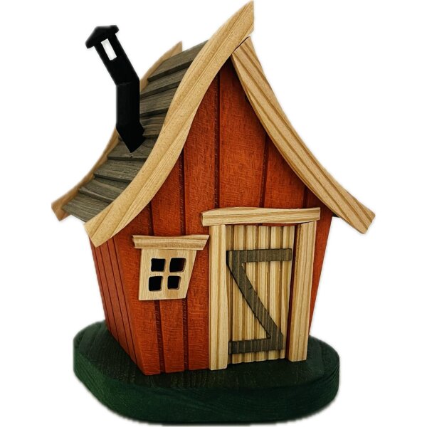 Richard Glässer - Räucherhäuschen Abenteuerhaus rot, 20 cm