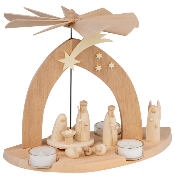 Schalling - Pyramide Christi Geburt mit Hirte & Engel , 23 cm