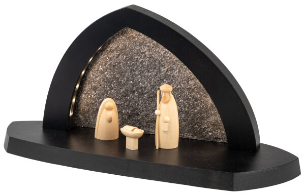 Schalling - Gesteinsbogen 15x31x11cm anthrazit LED beleuchtet Heilige Familie