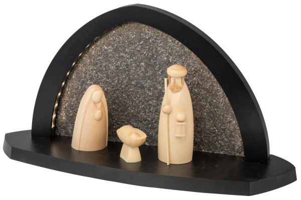 Schalling - Gesteinsbogen 21x40x13cm anthrazit LED beleuchtet Heilige Familie