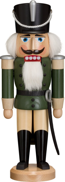 Seiffener Volkskunst eG - Nussknacker Husar Esche lasiert grün 37 cm