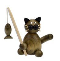 Drechslerei Martin - Kater Karli mit Fisch an der Angel...