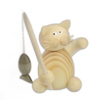 Drechslerei Martin - Kater Moritz mit Fisch an der Angel...