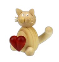 Drechslerei Martin - Kater Moritz mit Herz 7 cm