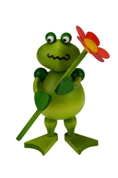Drechslerei Martin - Frosch Freddy mit Blume, rot