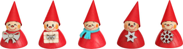 Seiffener Volkskunst eG - Wippelfiguren Weihnachts-Wippel 5er Set 4 cm