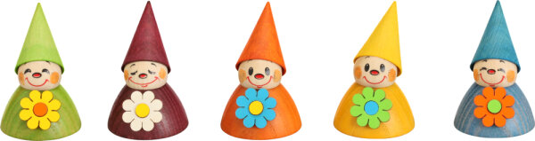Seiffener Volkskunst eG - Wippelfiguren Blumen-Wippel 5er Set 4 cm