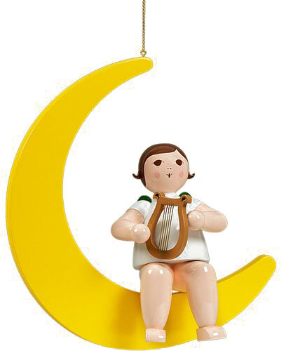 Ellmann - Engel auf Mond mit Harfe ohne Krone / h = 30 cm