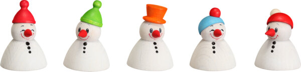 Seiffener Volkskunst eG - Wippelfiguren Wippel-Schneemann-Junior 5er Set 4 cm