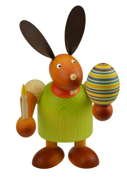Drechslerei Martin - Hase mit Pinsel & Ei grün, groß maxi