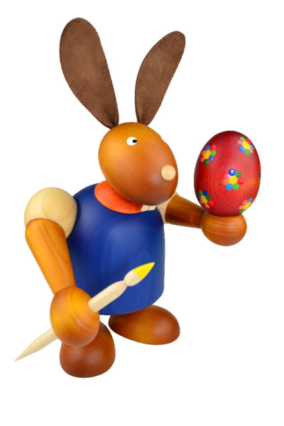 Drechslerei Martin - Hase mit Pinsel & Ei blau, groß maxi