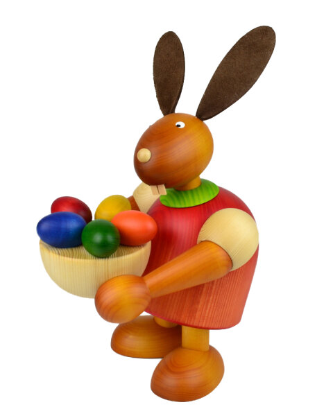 Drechslerei Martin - Hase mit Osternest rot, groß maxi