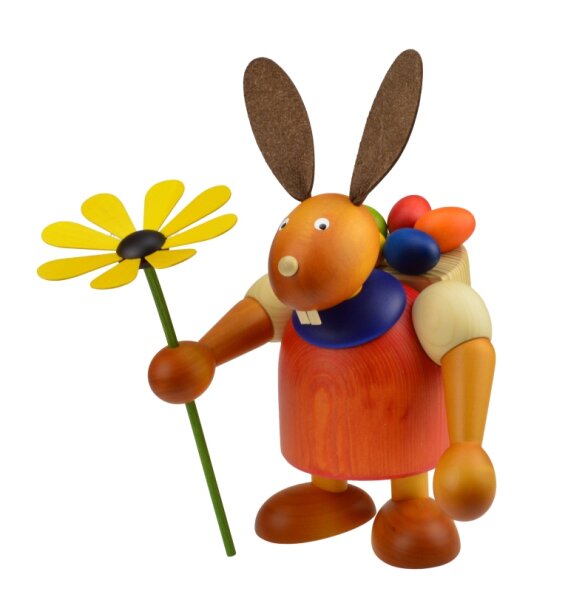 Drechslerei Martin - Hase mit Eikiepe & Blume rot, groß maxi