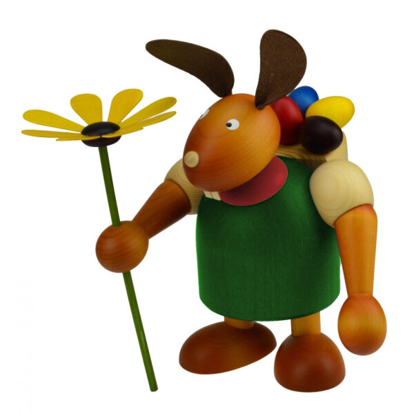 Drechslerei Martin - Hase mit Eikiepe & Blume grün, groß maxi