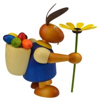 Drechslerei Martin - Hase mit Eikiepe & Blume blau, groß maxi