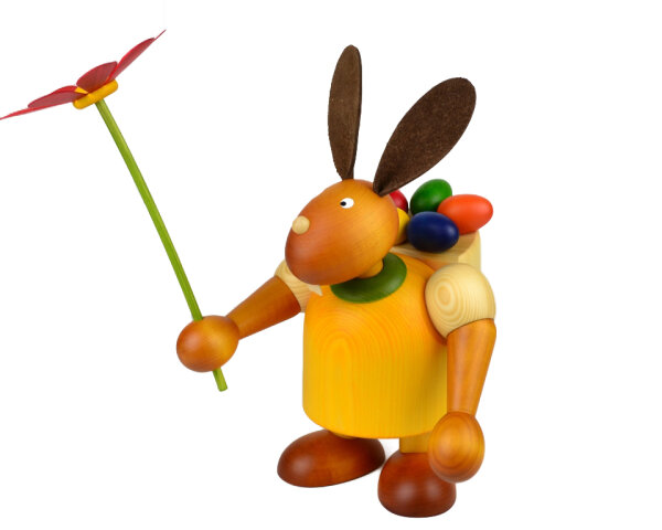 Drechslerei Martin - Hase mit Eikiepe & Blume gelb, groß maxi