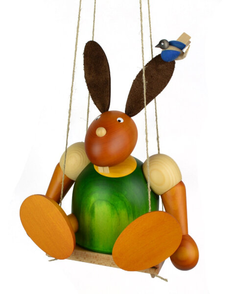 Drechslerei Martin - Hase auf Schaukel grün, groß maxi