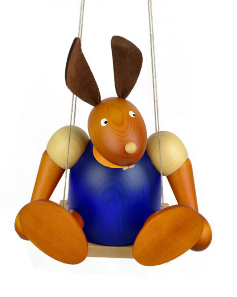 Drechslerei Martin - Hase auf Schaukel blau, groß maxi